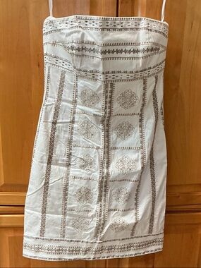 White House Black Market White Strapless Embroidered Mini Dress